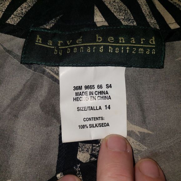 Harve Benard 100% Silk 2-Piece Outfit Set Button Up Shirt Top & Crop Pants Sz 14 - Picture 11 of 12